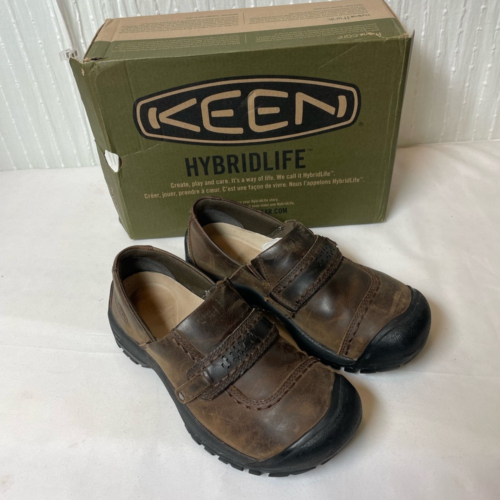 Keen Kaci Dark Brown Leather Slip-On Shoes 37/6.5